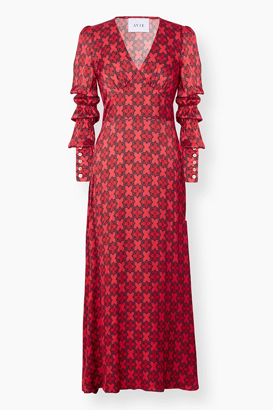 Product image of bright red/pink Williamsburg dress